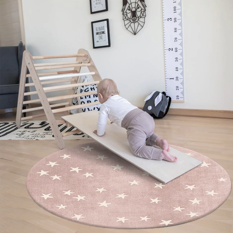 Round Thick Carpet Nordic Cartoon Living Room Bedroom Star Rugs Soft Skin-friendly Child Crawling Mat Hanging Basket Area Rug