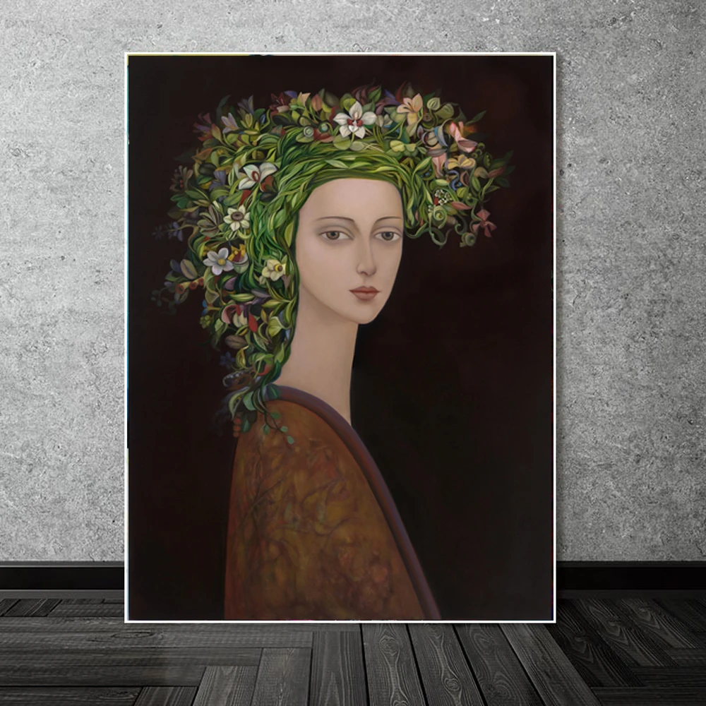 

Nordic Modern Plant Floral Woman Abstract Fashion Style Canvas Painting Art Print Poster Picture Wall Living Room Home Decor