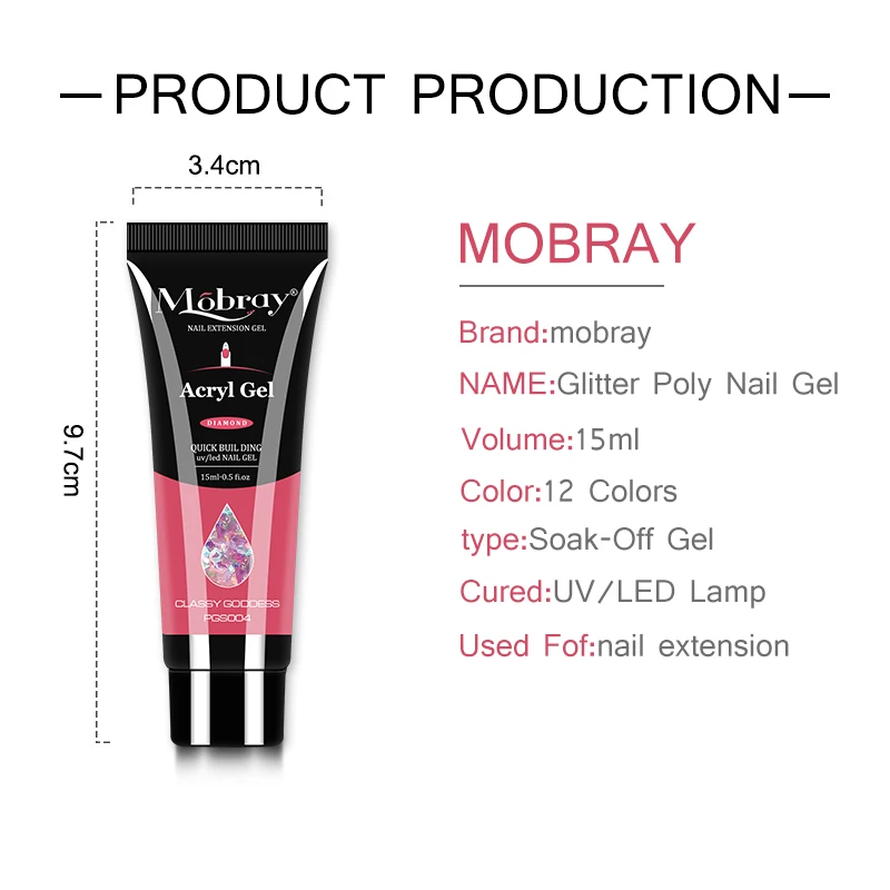 

Mobray 15ml Poly Nail Gel Kit Quick Building Set Poly UV Gel Nail Gel Nail Polish For Nail Extensions Acrylic Gel Polish Nails