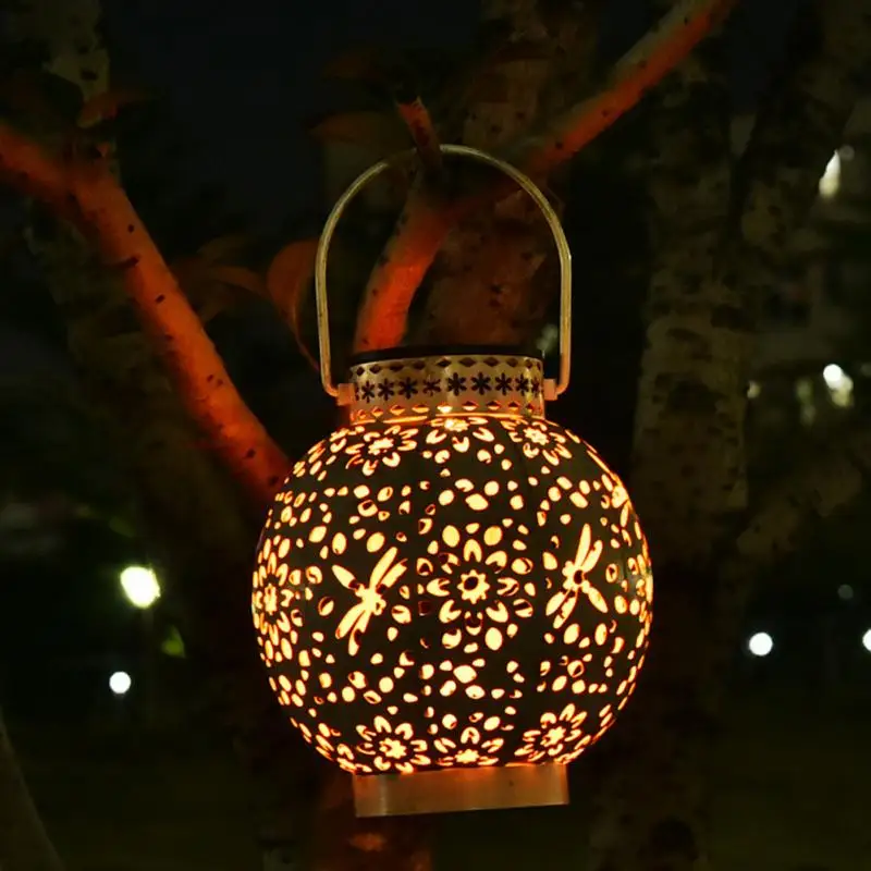 

Retro Solar Lamp Hollowed Out Scratched White Waterproof Yard LED Garden Lantern Outdoor Flood Lights Wall Lighting Street Light