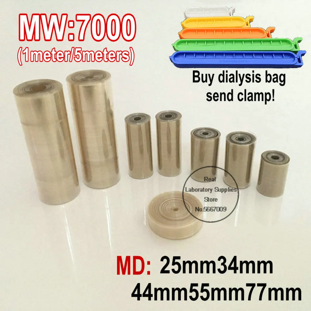 

1meter/5meters laboratory MW7000 Regenerated cellulose RC dialysis bag MD25/34/44/55/77mm
