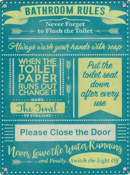 

Bathroom Rules Metal Sign Funny Home Wall Decor