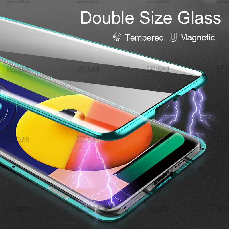 Магнитный чехол для Samsung Galaxy A10 s A10s телефона A50s двойной из закаленного стекла на