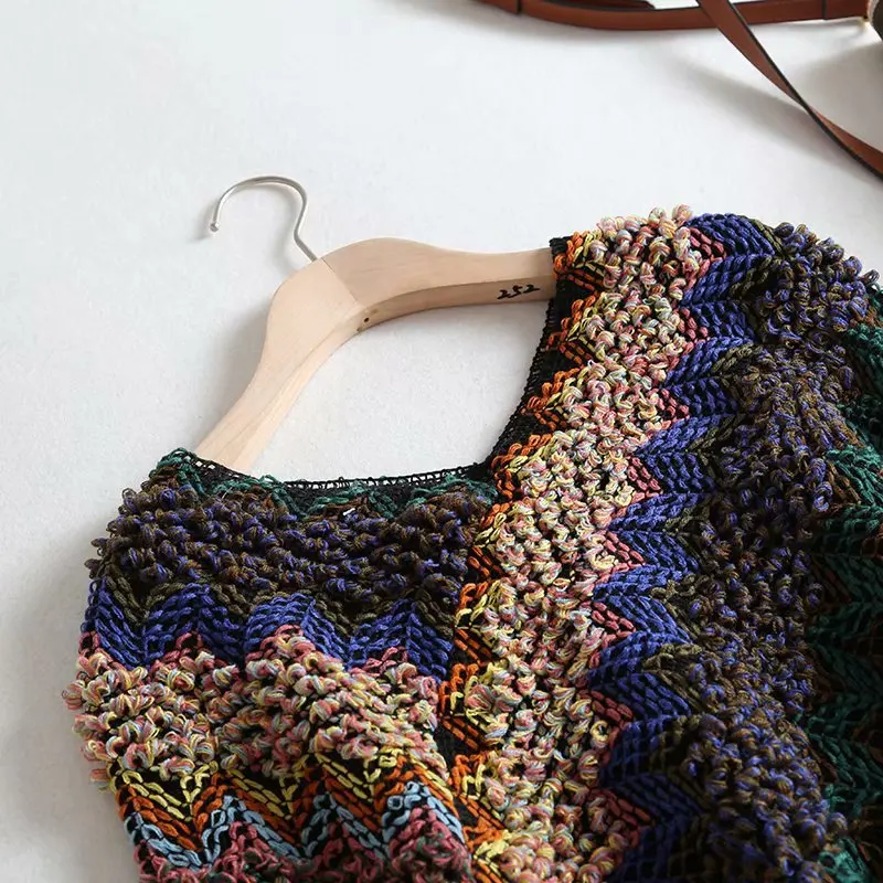 Женский винтажный вязаный свитер с бахромой Толстая теплая накидка в