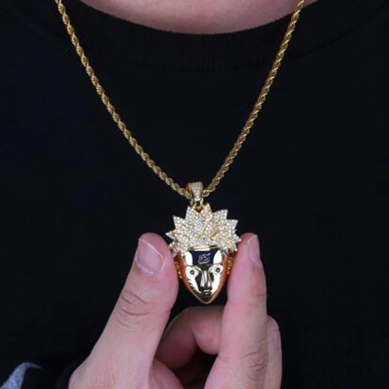 Наруто Uzumaki индивидуальная Подвеска Ожерелье мужское ожерелье C Iced Out CZ цепи хип