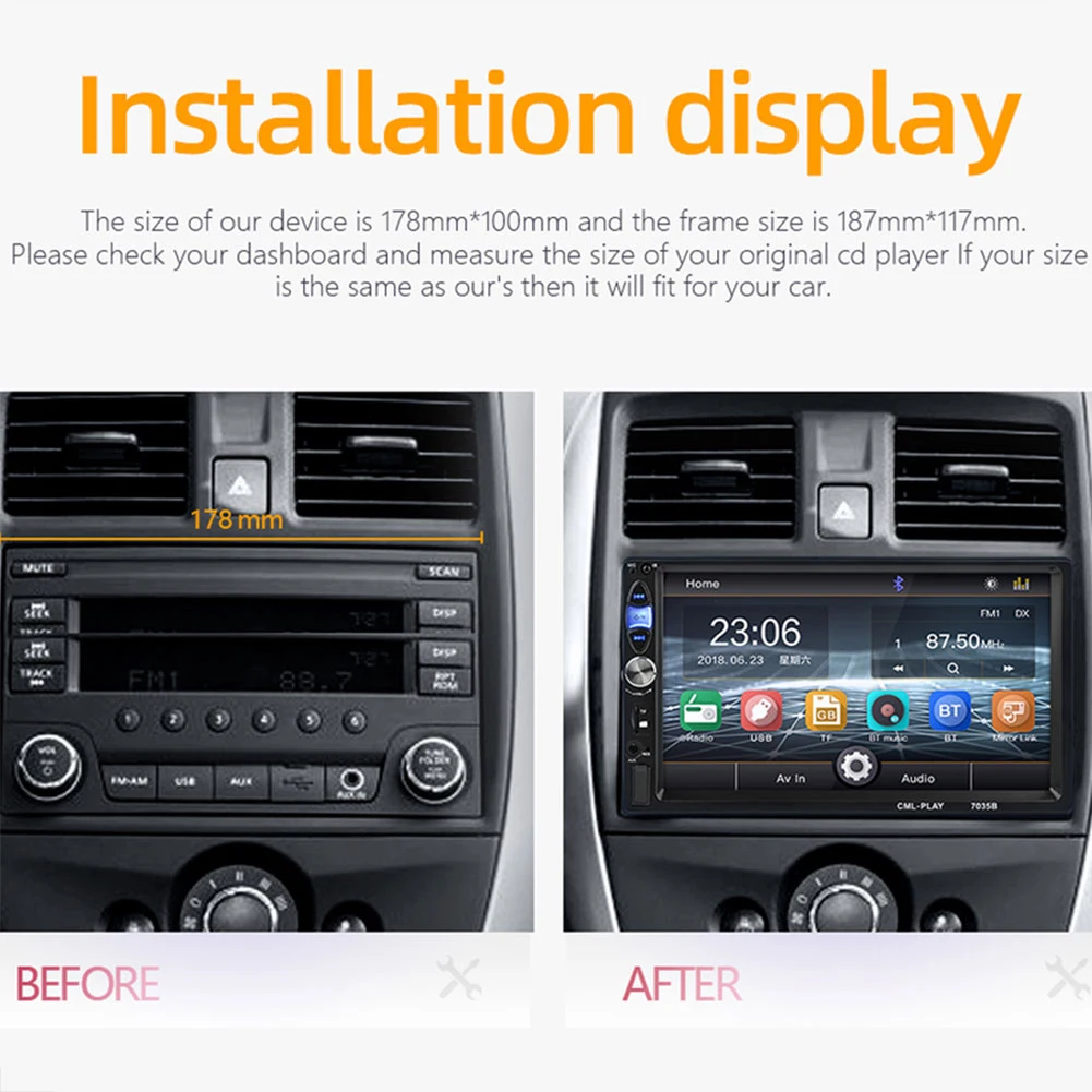 

7 inch Car 2Din Bluetooth Handsfree Radio FM USB Mirror Link Reverse Image MP5 Player Car Electronics Accessories