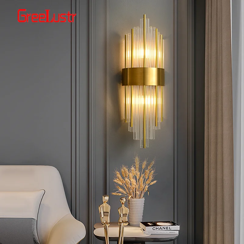 American Luxury Crystal Wall Lamp Gold/Black Bedside Home Decoration Wall Light Fixture Bathroom Sconce Nordic Indoor Lighting