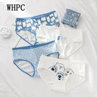 Женские хлопковые трусики WHPC, нижнее белье для девушек, хлопковые трусики с мультипликационным рисунком, Трусики средней посадки, 1 шт.