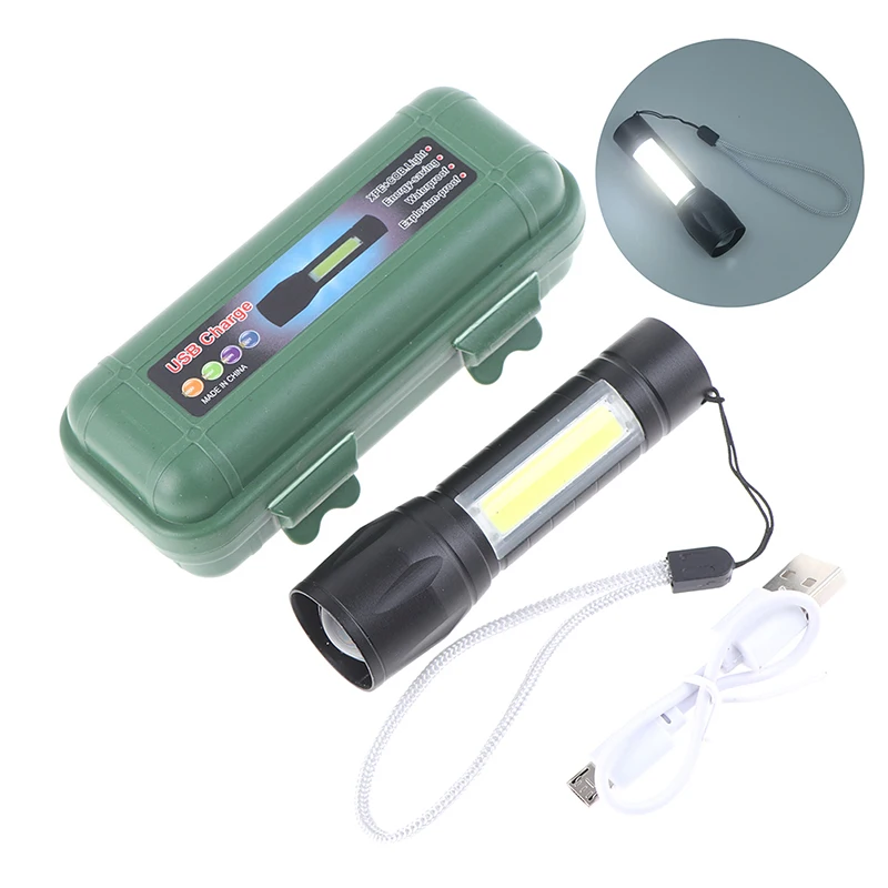 

COB+XPE Mini Rechargeable LED Flashlight Portable Adjustable Zoomable Focus Light Torch For Camping Cycling Hunting Fishing