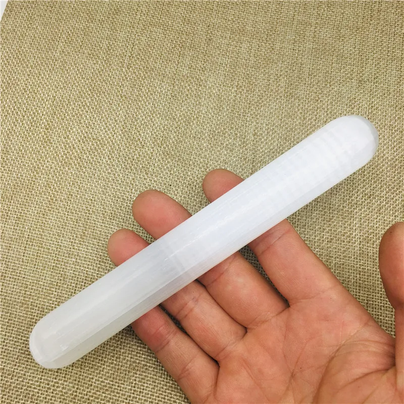 

15cm Natural gypsum crystal massage wand relaxing wand acupoint point stick reiki healing stone body chakra face massage