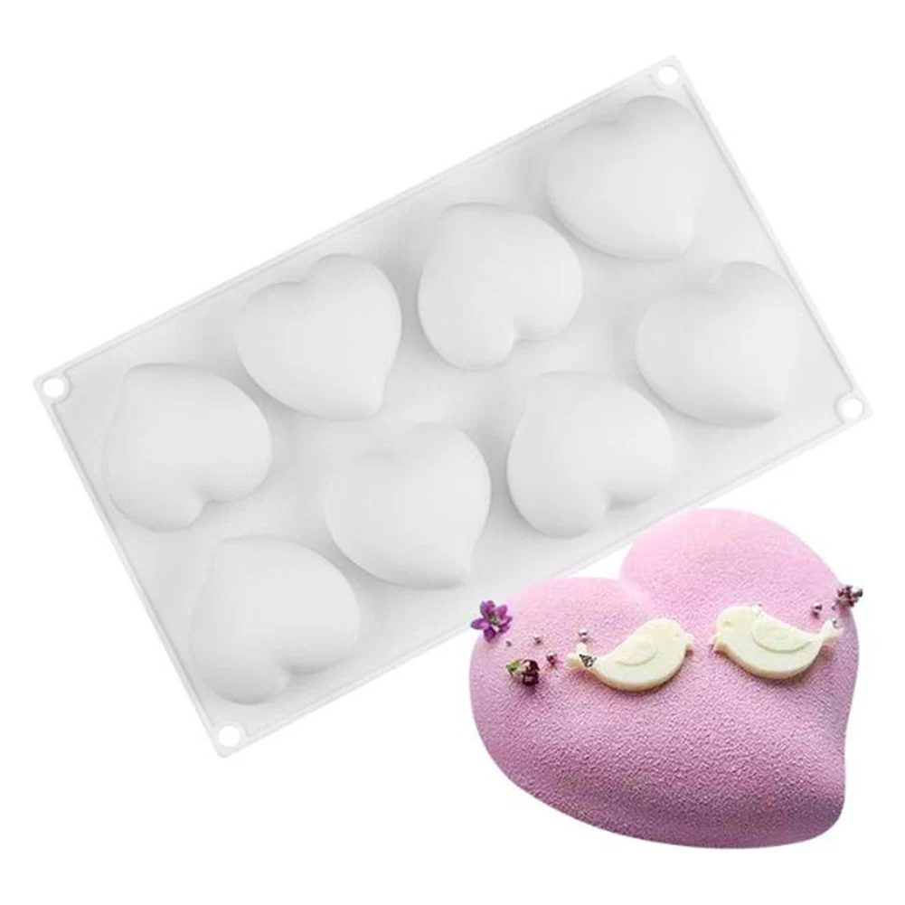 

Kitchen 3D Heart Shaped Silicone Molds For Mousse Cake Bakeware Mould Fondant Cake Chocolate Baking Mold Mould Modelling Decor