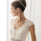 Свадебное болеро с V-образным вырезом, кружевные свадебные повязки для свадебной вечеринки, выпускного, дешевая Свадебная куртка цвета слоновой кости без рукавов, болеро, шезлонг