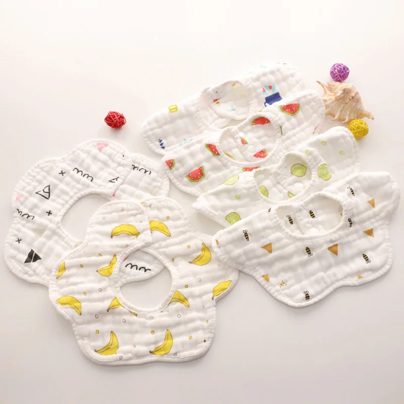 

Kids Boys Girl Soft Bandana Burp Cloth Baby Bibs 360 Degree Rotation 8 Layers Gauze Muslin for Newborn Infant Saliva Towel Stuff