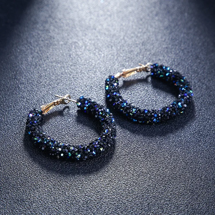 Корейские круглые хрустальные крупные серьги с подвесками для женщин Женские