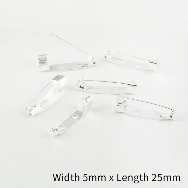 Sliver 5x25mm 50 шт./Партия 15 20 25 30 35 мм золото/серебро/бронзовая брошь зажим базовые булавки безопасные булавки брошь настройки базы для украшений ручной работы Изготовление ювелирных изделий - Цвет: Sliver 5x25mm