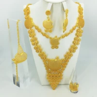 fashion wedding bridal crystal rhinestone jewelry sets african beads dubai gold color statement jewellery costume