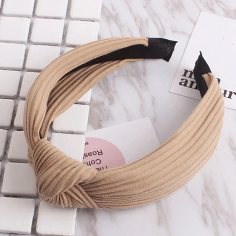 Новая модная головная повязка обруч для волос сплошной цвет крест узел высокого качества женские обручи для девочек аксессуары для волос - Цвет: 4