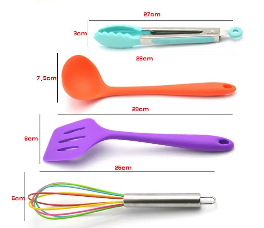 

Color Silicone Kitchen Utensils Set of 10 Environmentally Friendly Cooking Shovel Spoon Tool Non-stick Silicone Kitchenware Set