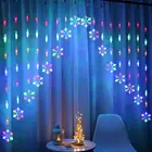 Цветная гирлянда со снежинками на дверь, светодиодная сказочная гирлянда, Рождественское украшение, праздничное освещение, украшение для свадебной вечеринки