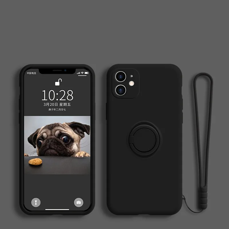

3 In 1 Original Silicone Magnetic Ring Holder Case for IPhone 11 Pro Max Soft Car Stand Finger Bracket Cover