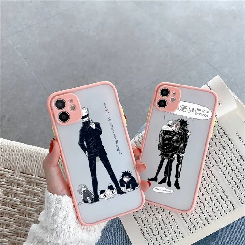 

Jujutsu Kaisen Phone Case For iPhone 12 11 Mini Pro XR XS Max 7 8 Plus X Matte transparent Pink Cover