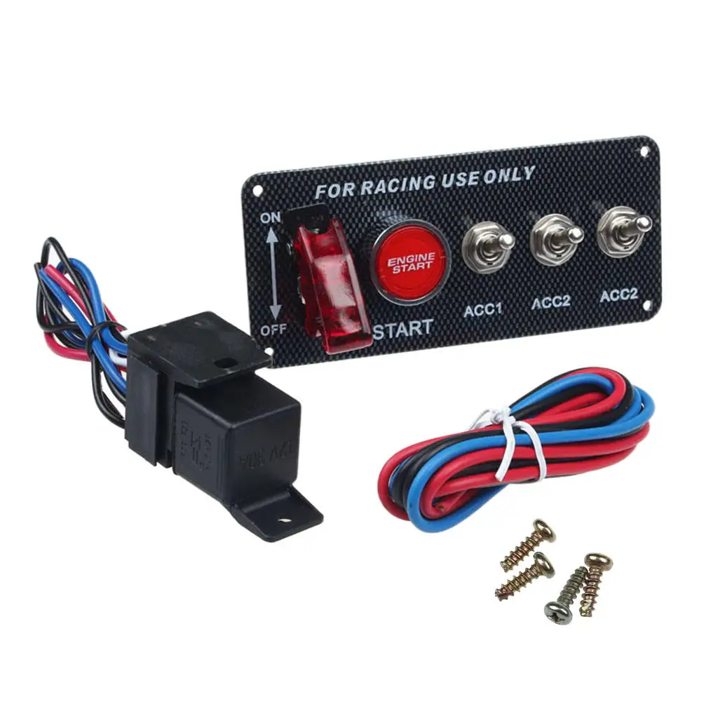 

Автомобильная панель переключателя стартера двигателя 12 В постоянного тока, светодиод 5, тумблер, аксессуары, красный