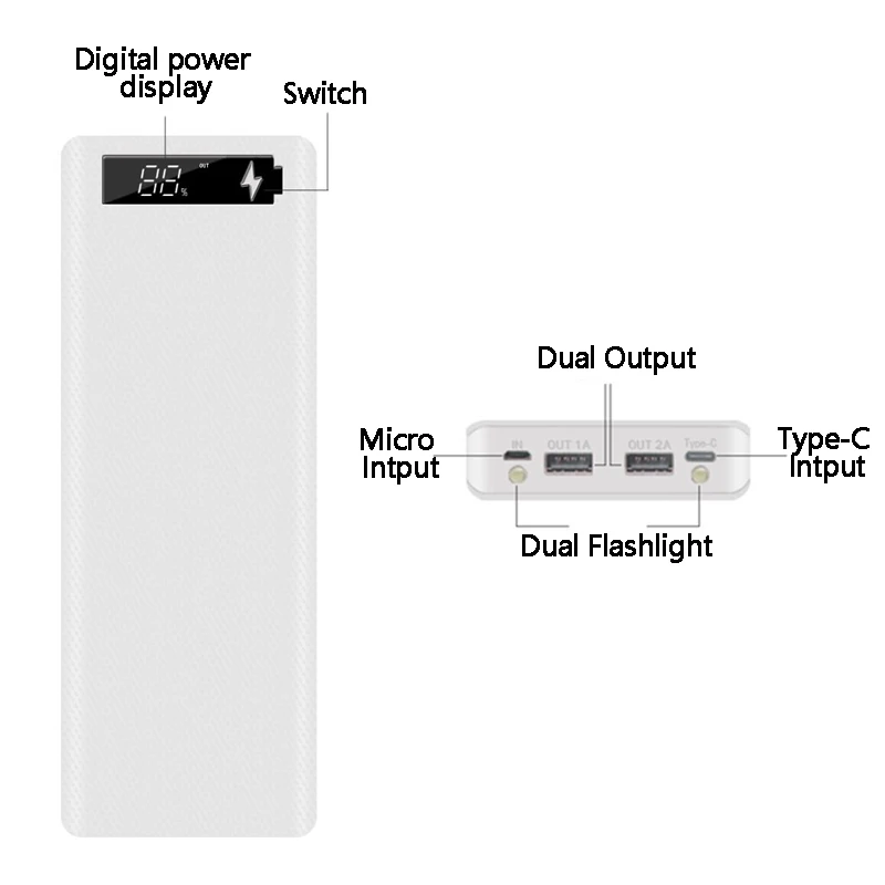 10*18650 чехол для внешнего аккумулятора Dual USB мобильный телефон быстрое зарядное