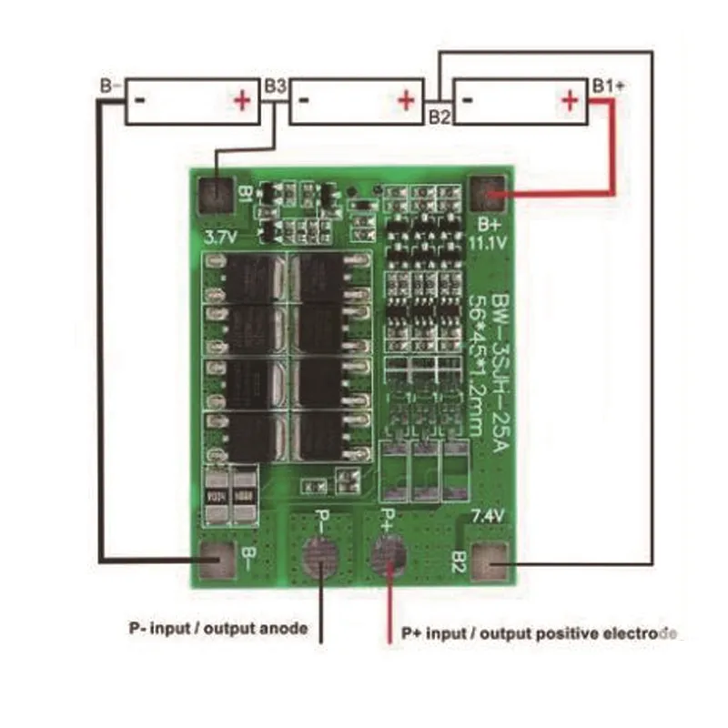 3S 25A Li Ion 18650 BMS PCM плата для защиты батареи с балансом литий ионного Lipo батарейного