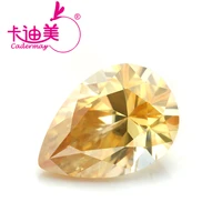 cadermay yellow color pear shaped moissanite diamonds 5x8mm 7x10mm 1ct 2ct synthetic fancy moissanite gems for jewelry making
