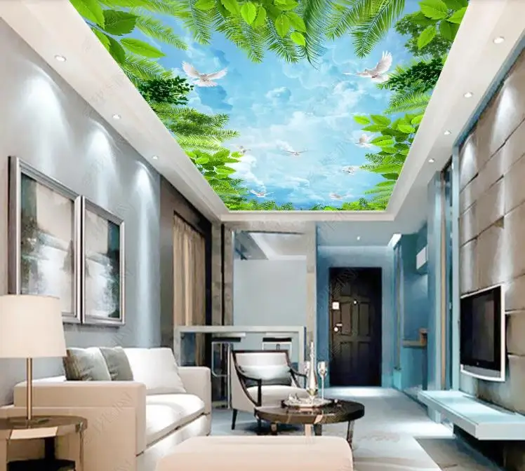 Пользовательские большие потолочные Настенные обои 3D сказочные Фэнтези лес небо