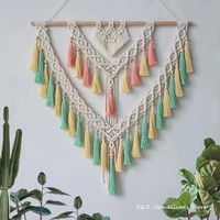 hand woven macrame wall hanging tapestry with colored tassels art woven bohemian crafts for home decor living room decoration