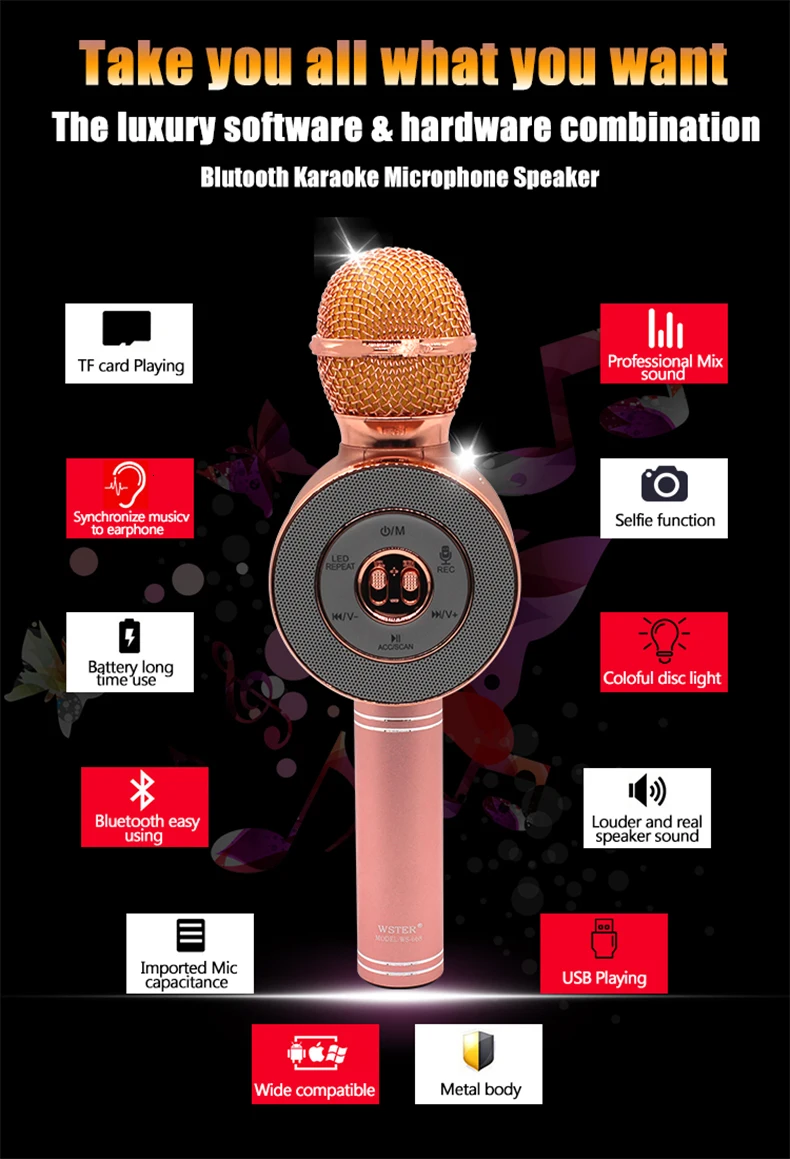 Smarwear беспроводной микрофон для караоке микрофон для компьютера Смартфон Andriod ios bluetooth микрофон караоке pk ws858