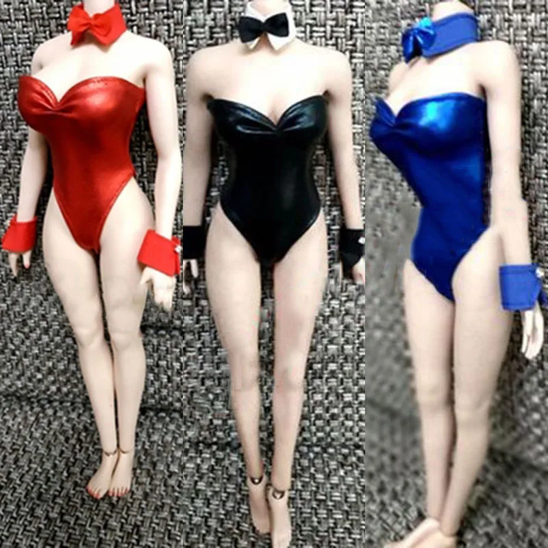 

1/6 Scale Female Sexy Lingerie Bodysuit Bunny Girl Faux Leather One-piece Cosplay Clothes Set for 12inch Action Figure Body