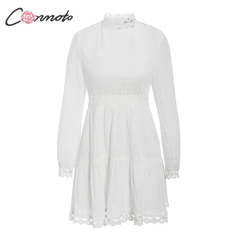 Conmoto элегантные белые кружевные платья для женщин Осень зима вечернее платье с