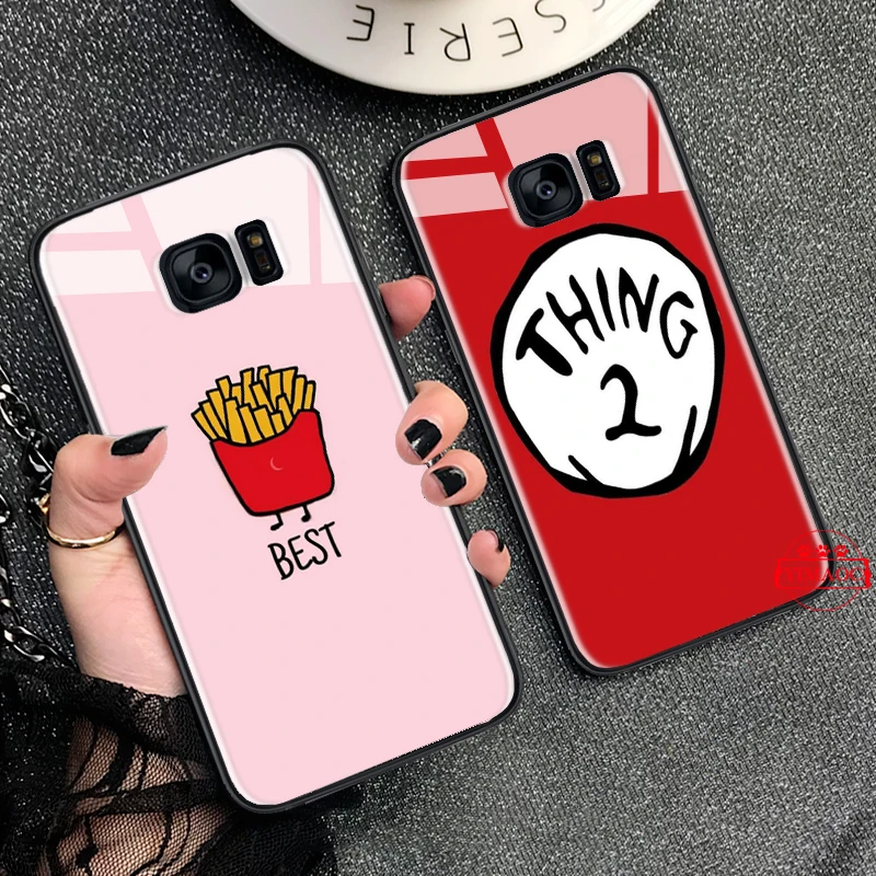 Лучшие Друзья Девушки пара Стекло чехол для samsung S7 край S8 S9 S10 плюс S10E Note 8 9 10 A10 A30 A40