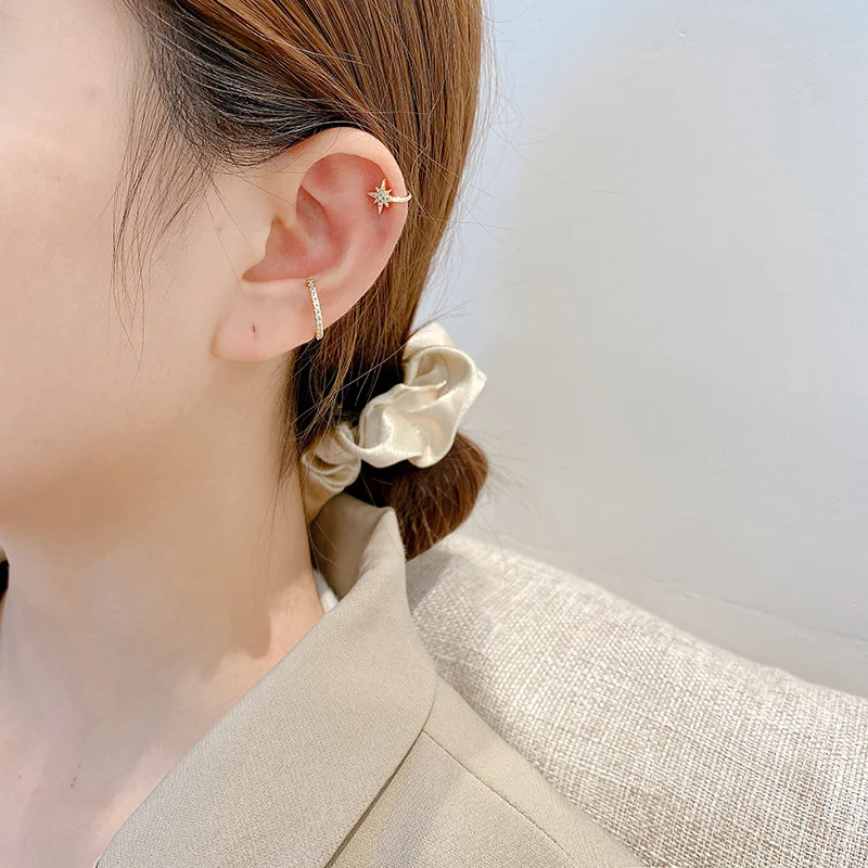 

Ear Clips Gold For Girls Vintage Star Metal Circle Design Fashion Accessories Korean Metal Jewelry Mini Clip On Earring Gift