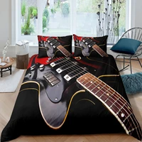 home textiles luxury 3d guitar print duvet cover set 23 pcs pillowcase bedding set aueuukus queen and king size