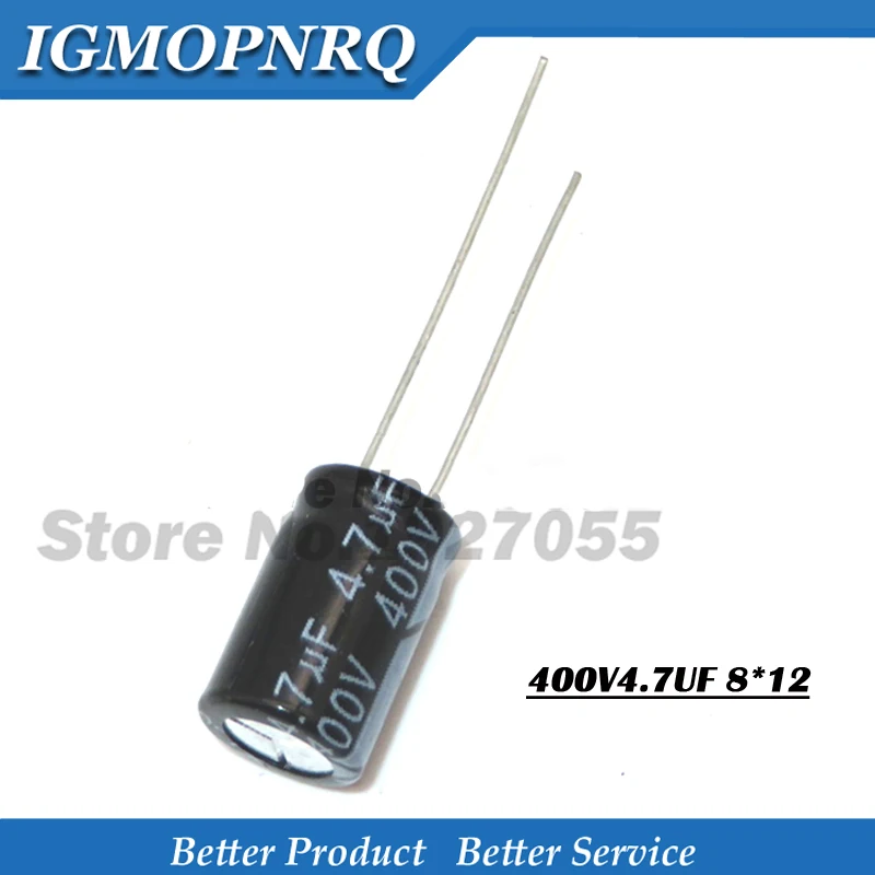 20pcs 400V4.7 UF 8*12mm 4.7UF 400V 8*12 Aluminum electrolytic capacitor The high quality | Электронные компоненты и