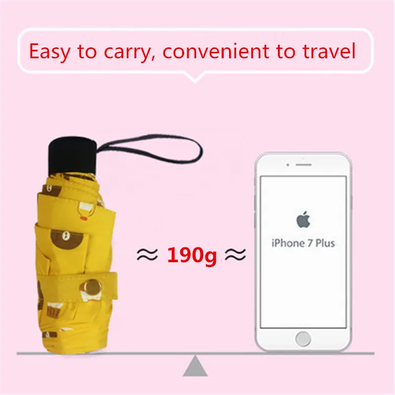 

Female Parasol Umbrella Pocket Mini Umbrella Rain Women Windproof Durable 5 Folding Sun Umbrellas Portable Sunscreen
