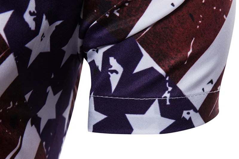 

USA Flag Print Dress Shirt Men 2019 Brand New Slim Fit Camisa Masculina Vintage Shirt Men Streetwear Casual Short Sleeve Shirt