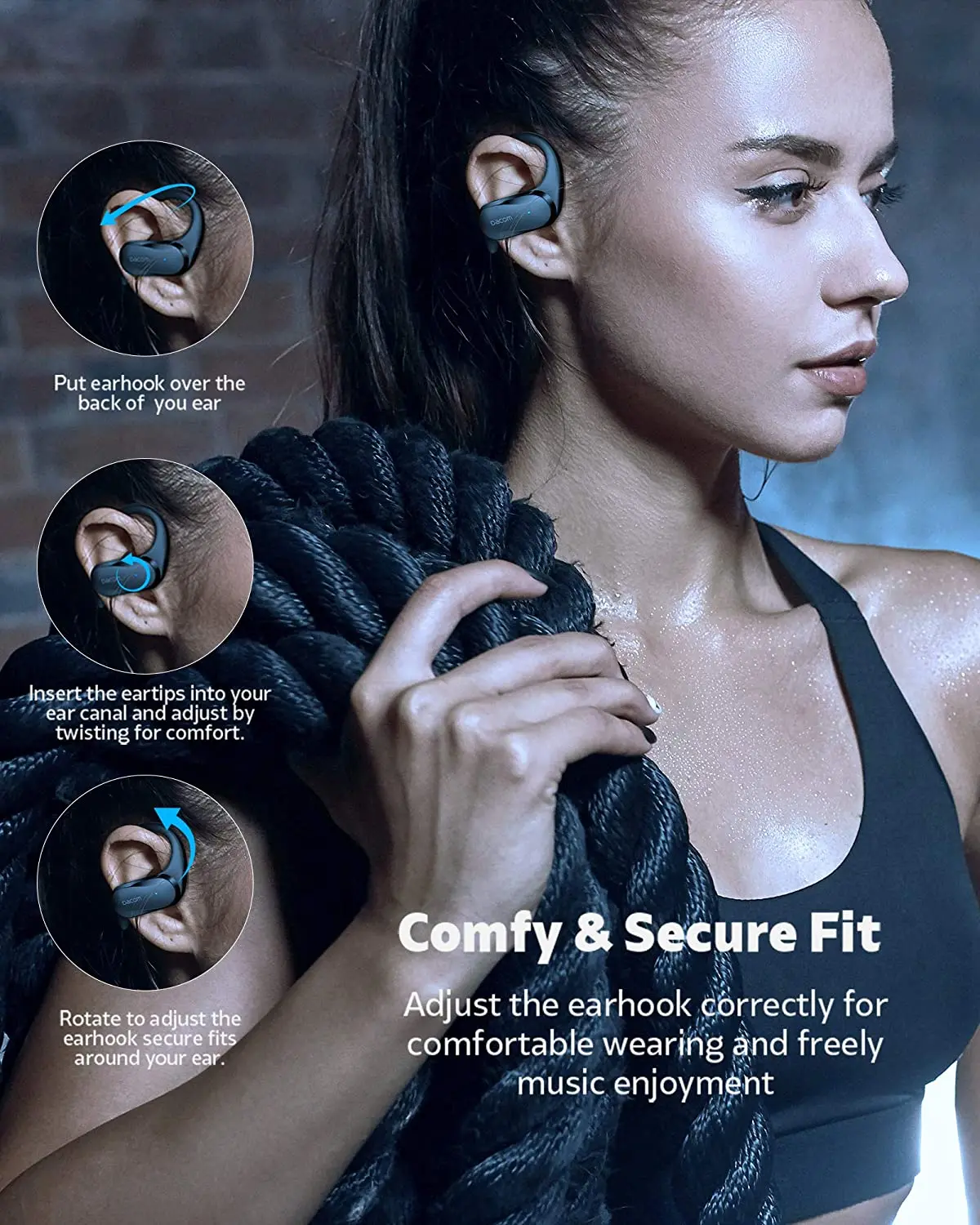 

Wireless Sport Earbuds,Dacom L19 Bluetooth 5.0 Sport Headphones Stereo Bass IPX5 Waterproof in Ear TWS Wireless Earphones