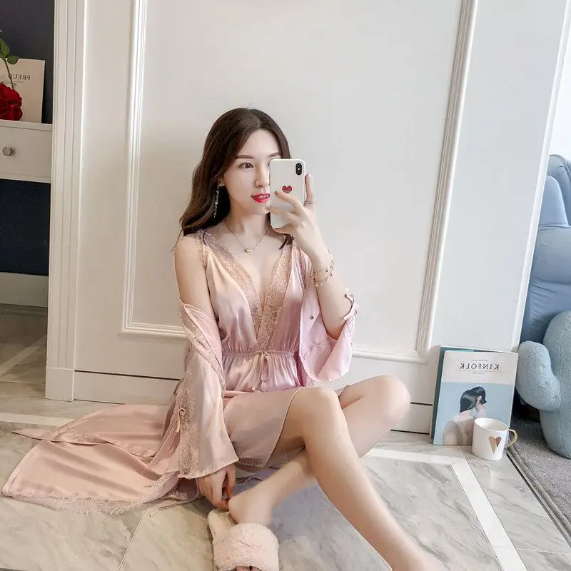 

Ночная рубашка женская кружевная, пикантная Ночная рубашка на бретелях, пижама, сексуальный костюм для дома, весна-осень