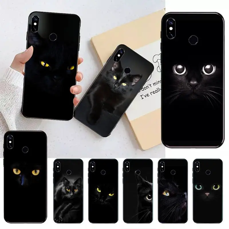 

Animal Black Cat Staring Eye On Phone Case For Xiaomi Redmi note 7 8 9 t max3 s 10 pro lite coque funda shell cover