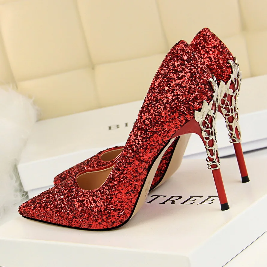 

High-heeled Shoes French Woman 2019 Exceed Solid Color Rubber With Steel With Crystal Single Shoe