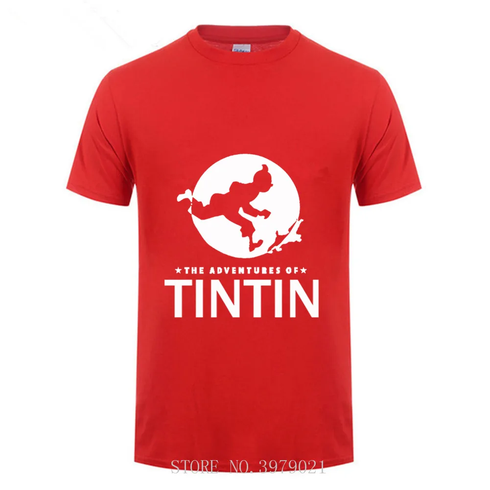 2019 футболки хлопок Для Мужчин Мультфильм Тинтин Приключения классический