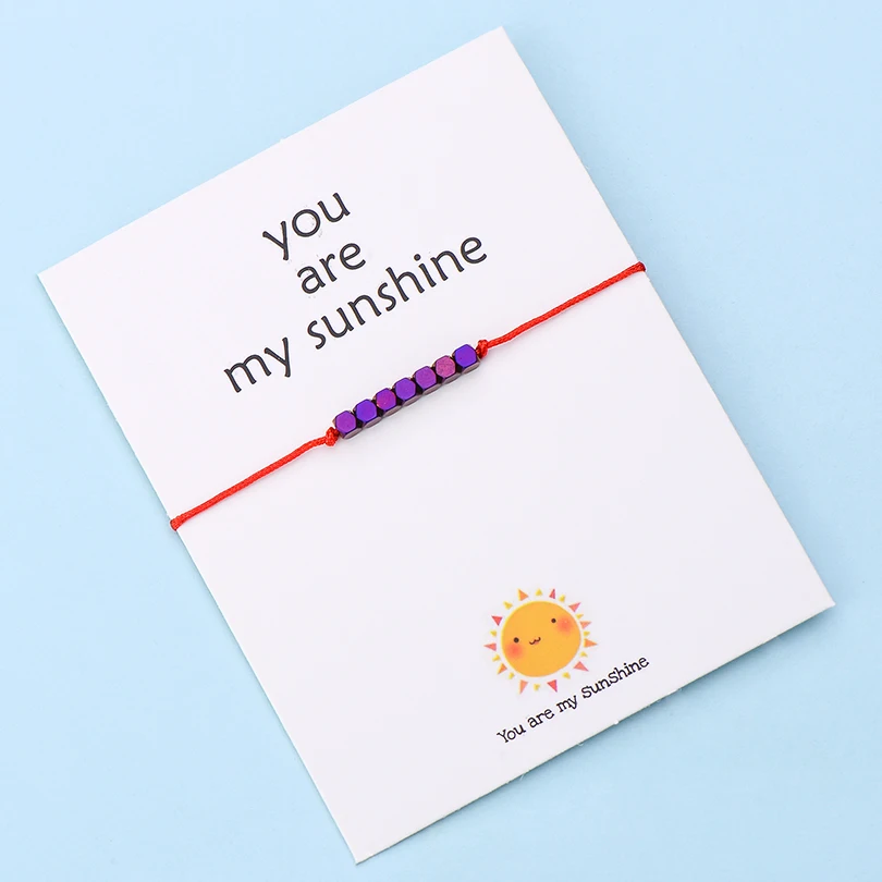 color 13 IYOE Wish Card You Are My Sunshine крошечные бусины браслеты с подвесками для женщин и мужчин геометрические бусины ручной работы красный браслет с нитью подарок - Окраска металла: color 13