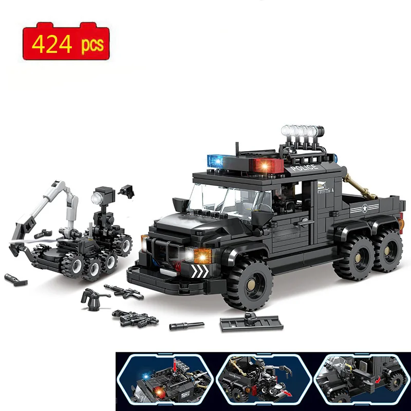 

WW2 Military Series World War II City Police Multi-function Explosion-proof Vehicle DIY Model Building Blocks Toys Gifts