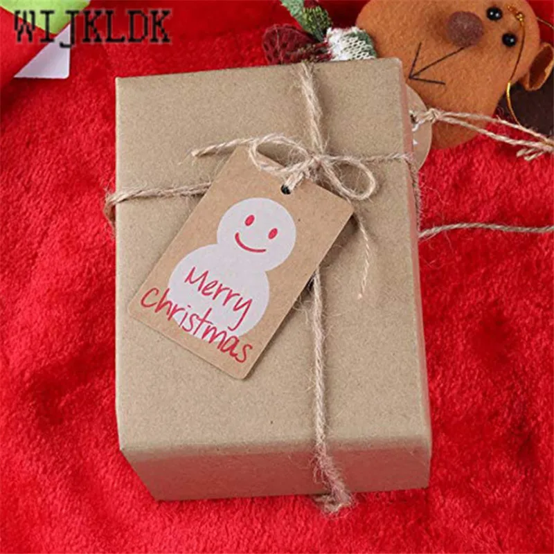 Navidad 10/50/100pcs New Year Decoration Retro Kraft Paper Snowflake Snowman Christmas Tree Tag Noel 2021-C | Дом и сад