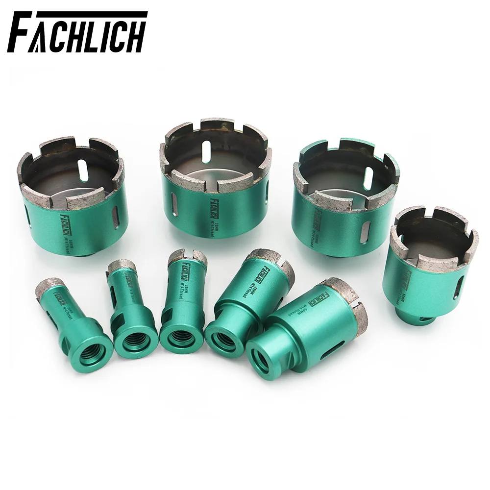 FACHLICH 1pc Diamond Wet Drilling Core Bits M14 or 5/8-11 Welded Hole Saw Granite Marble Tile Ceramic Drill Crowns Dia20-75mm