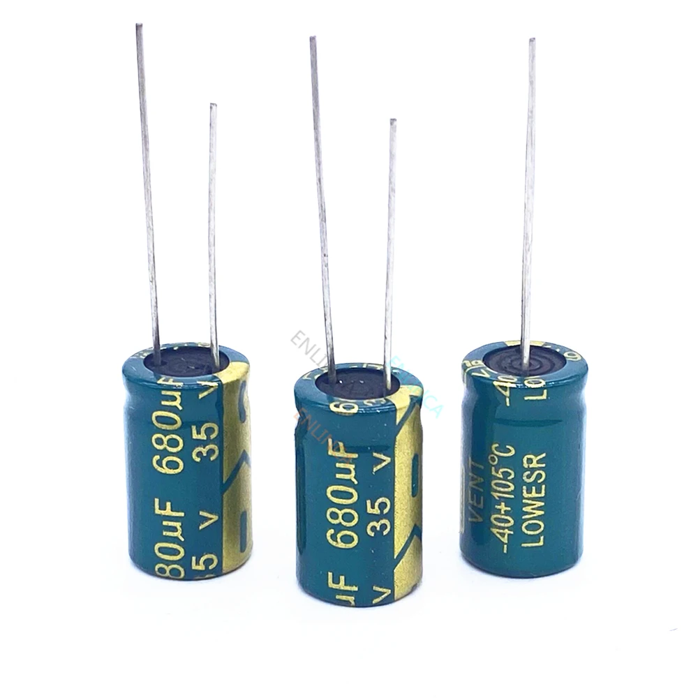 

60pcs/lot T07 Low ESR/Impedance high frequency 35v 680UF aluminum electrolytic capacitor size 10*15 680UF35V 20%